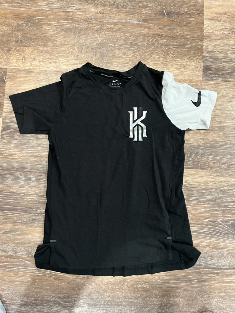 Nike Kids Black Short Sleeve Dri-FIT Top with Gray Sleeve Accent